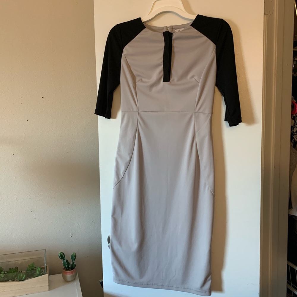 Gray and black pencil dress